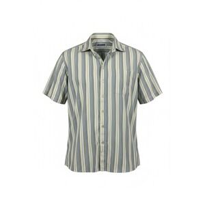 ANGELO LITRICO Mens Large Short Sleeve Striped Button Shirt Cotton